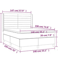 Boxspringbett mit Matratze & LED Hellgrau 140x190 cm Samt