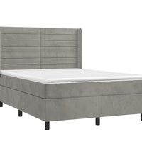 Boxspringbett mit Matratze & LED Hellgrau 140x200 cm Samt