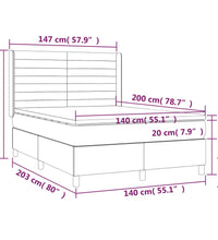 Boxspringbett mit Matratze & LED Hellgrau 140x200 cm Samt