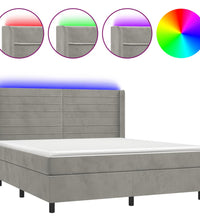 Boxspringbett mit Matratze & LED Hellgrau 160x200 cm Samt