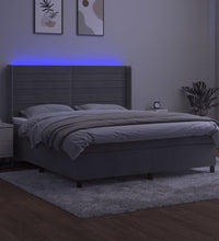 Boxspringbett mit Matratze & LED Hellgrau 160x200 cm Samt