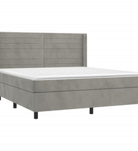 Boxspringbett mit Matratze & LED Hellgrau 160x200 cm Samt