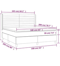 Boxspringbett mit Matratze & LED Hellgrau 160x200 cm Samt