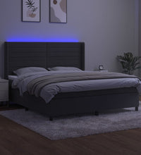 Boxspringbett mit Matratze & LED Dunkelgrau 180x200 cm Samt