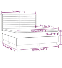 Boxspringbett mit Matratze & LED Dunkelgrau 180x200 cm Samt