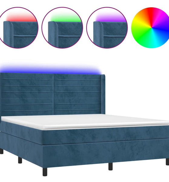 Boxspringbett mit Matratze & LED Dunkelblau 180x200 cm Samt