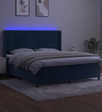 Boxspringbett mit Matratze & LED Dunkelblau 180x200 cm Samt