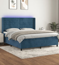 Boxspringbett mit Matratze & LED Dunkelblau 180x200 cm Samt