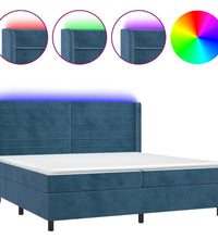 Boxspringbett mit Matratze & LED Dunkelblau 200x200 cm Samt