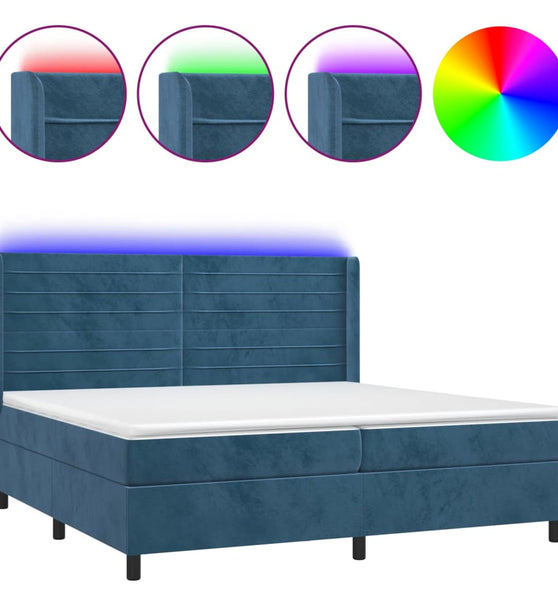 Boxspringbett mit Matratze & LED Dunkelblau 200x200 cm Samt