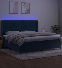 Boxspringbett mit Matratze & LED Dunkelblau 200x200 cm Samt