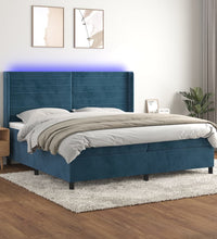 Boxspringbett mit Matratze & LED Dunkelblau 200x200 cm Samt