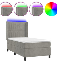Boxspringbett mit Matratze & LED Hellgrau 80x200 cm Samt