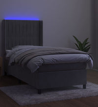 Boxspringbett mit Matratze & LED Hellgrau 80x200 cm Samt
