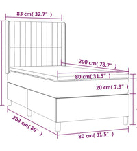 Boxspringbett mit Matratze & LED Hellgrau 80x200 cm Samt