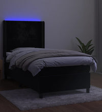 Boxspringbett mit Matratze & LED Schwarz 80x200 cm Samt