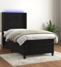 Boxspringbett mit Matratze & LED Schwarz 80x200 cm Samt