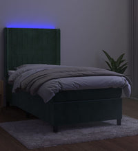 Boxspringbett mit Matratze & LED Dunkelgrün 90x200 cm Samt