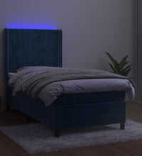 Boxspringbett mit Matratze & LED Dunkelblau 90x200 cm Samt