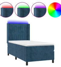 Boxspringbett mit Matratze & LED Dunkelblau 100x200 cm Samt