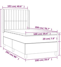 Boxspringbett mit Matratze & LED Dunkelblau 100x200 cm Samt