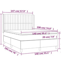 Boxspringbett mit Matratze & LED Hellgrau 140x190 cm Samt