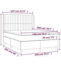 Boxspringbett mit Matratze & LED Hellgrau 140x200 cm Samt