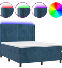 Boxspringbett mit Matratze & LED Dunkelblau 140x200 cm Samt