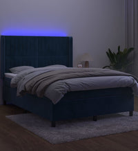 Boxspringbett mit Matratze & LED Dunkelblau 140x200 cm Samt