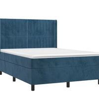 Boxspringbett mit Matratze & LED Dunkelblau 140x200 cm Samt