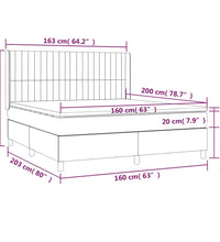 Boxspringbett mit Matratze & LED Schwarz 160x200 cm Samt