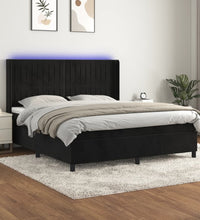 Boxspringbett mit Matratze & LED Schwarz 160x200 cm Samt