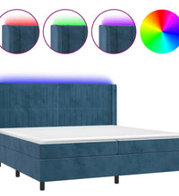 Boxspringbett mit Matratze & LED Dunkelblau 200x200 cm Samt