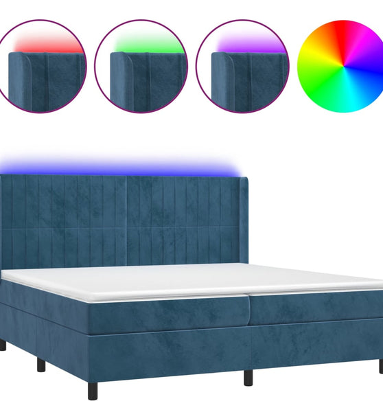 Boxspringbett mit Matratze & LED Dunkelblau 200x200 cm Samt