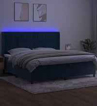 Boxspringbett mit Matratze & LED Dunkelblau 200x200 cm Samt