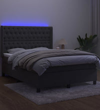 Boxspringbett mit Matratze & LED Dunkelgrau 140x190 cm Samt