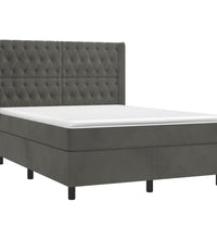 Boxspringbett mit Matratze & LED Dunkelgrau 140x190 cm Samt