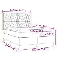 Boxspringbett mit Matratze & LED Dunkelgrau 140x190 cm Samt