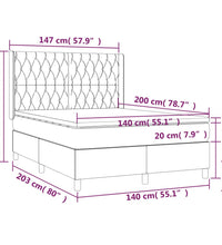 Boxspringbett mit Matratze & LED Dunkelgrau 140x200 cm Samt
