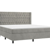 Boxspringbett mit Matratze & LED Hellgrau 160x200 cm Samt