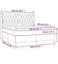 Boxspringbett mit Matratze & LED Hellgrau 160x200 cm Samt