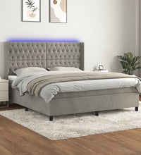 Boxspringbett mit Matratze & LED Hellgrau 160x200 cm Samt