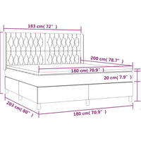 Boxspringbett mit Matratze & LED Dunkelgrau 180x200 cm Samt