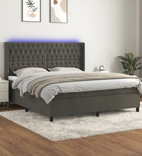 Boxspringbett mit Matratze & LED Dunkelgrau 180x200 cm Samt