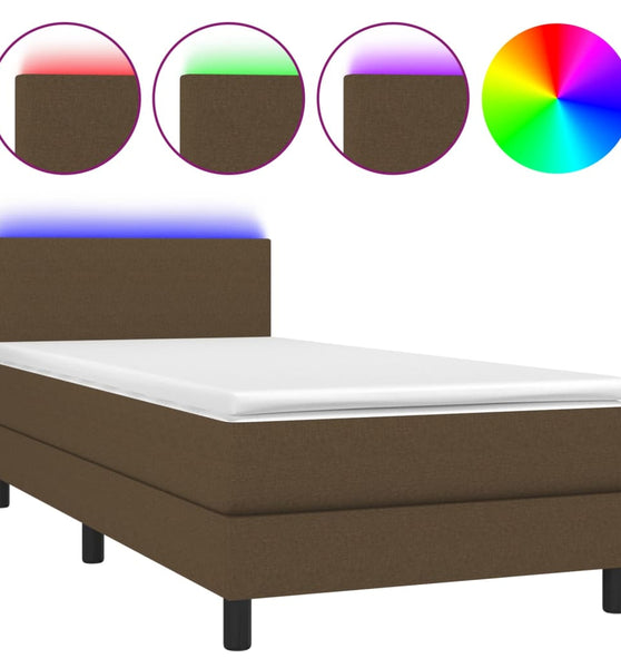 Boxspringbett mit Matratze & LED Dunkelbraun 80x200 cm Stoff