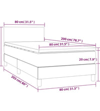 Boxspringbett mit Matratze & LED Dunkelbraun 80x200 cm Stoff