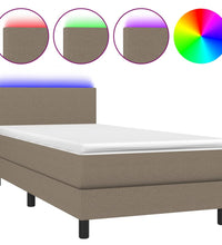 Boxspringbett mit Matratze & LED Taupe 90x200 cm Stoff