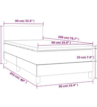 Boxspringbett mit Matratze & LED Taupe 90x200 cm Stoff