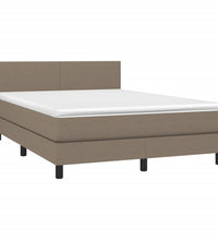 Boxspringbett mit Matratze & LED Taupe 140x200 cm Stoff