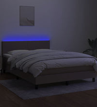 Boxspringbett mit Matratze & LED Taupe 140x200 cm Stoff
